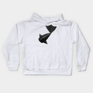 Schwarzes Origami Fisch Muster Kids Hoodie